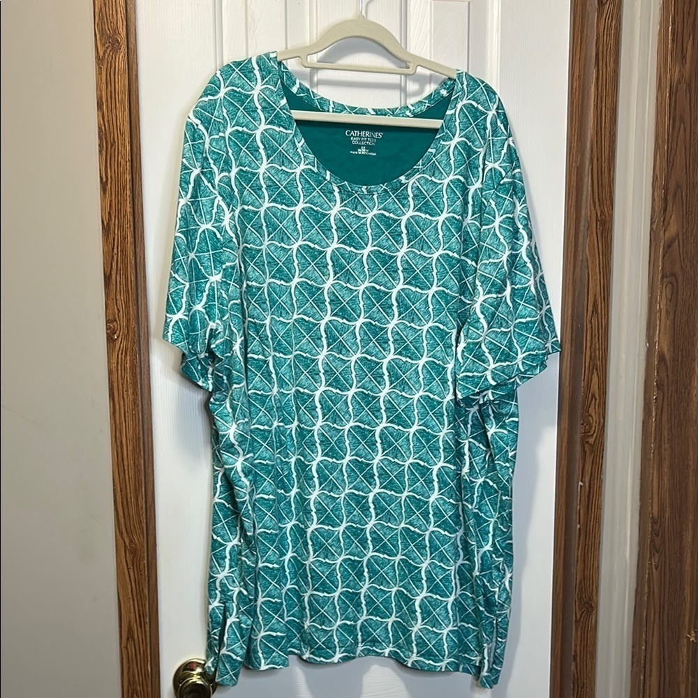 Catherines Teal and White Short Sleeve Tee